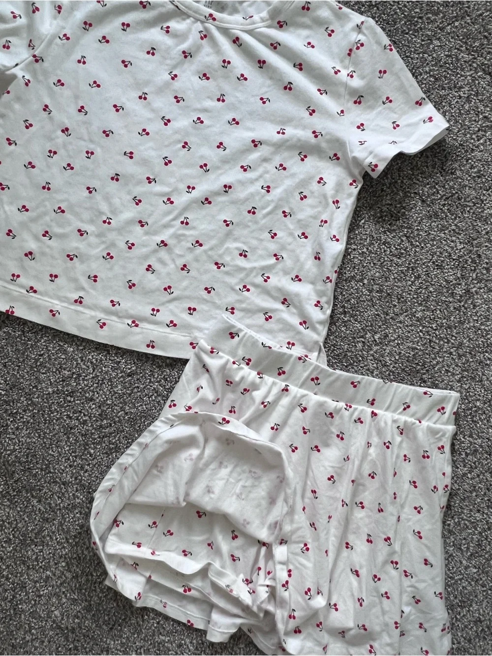 Gap girls size 14/16 White Cherry-Print Skort Matching Set